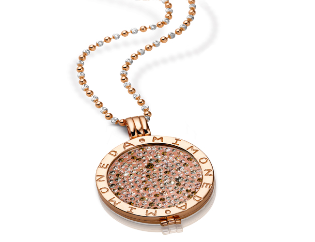 Mi Milano Sterling Silver Coin Charm Pendant – Crystal & Stainless Steel, Gold/AB/Green Finish (AJMM)