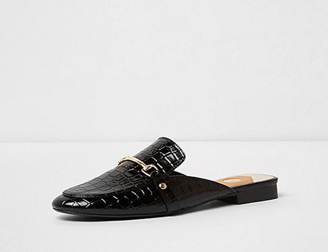Patent Backless Loafers | River Island
